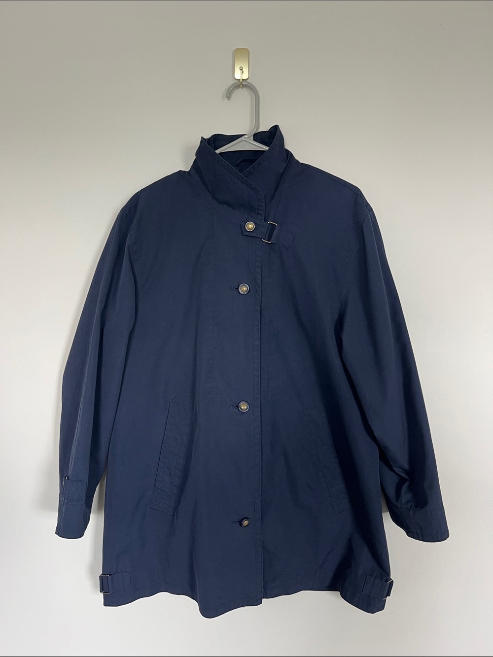 Classic Navy Women’s Button-Front Waterproof Rain Jacket
